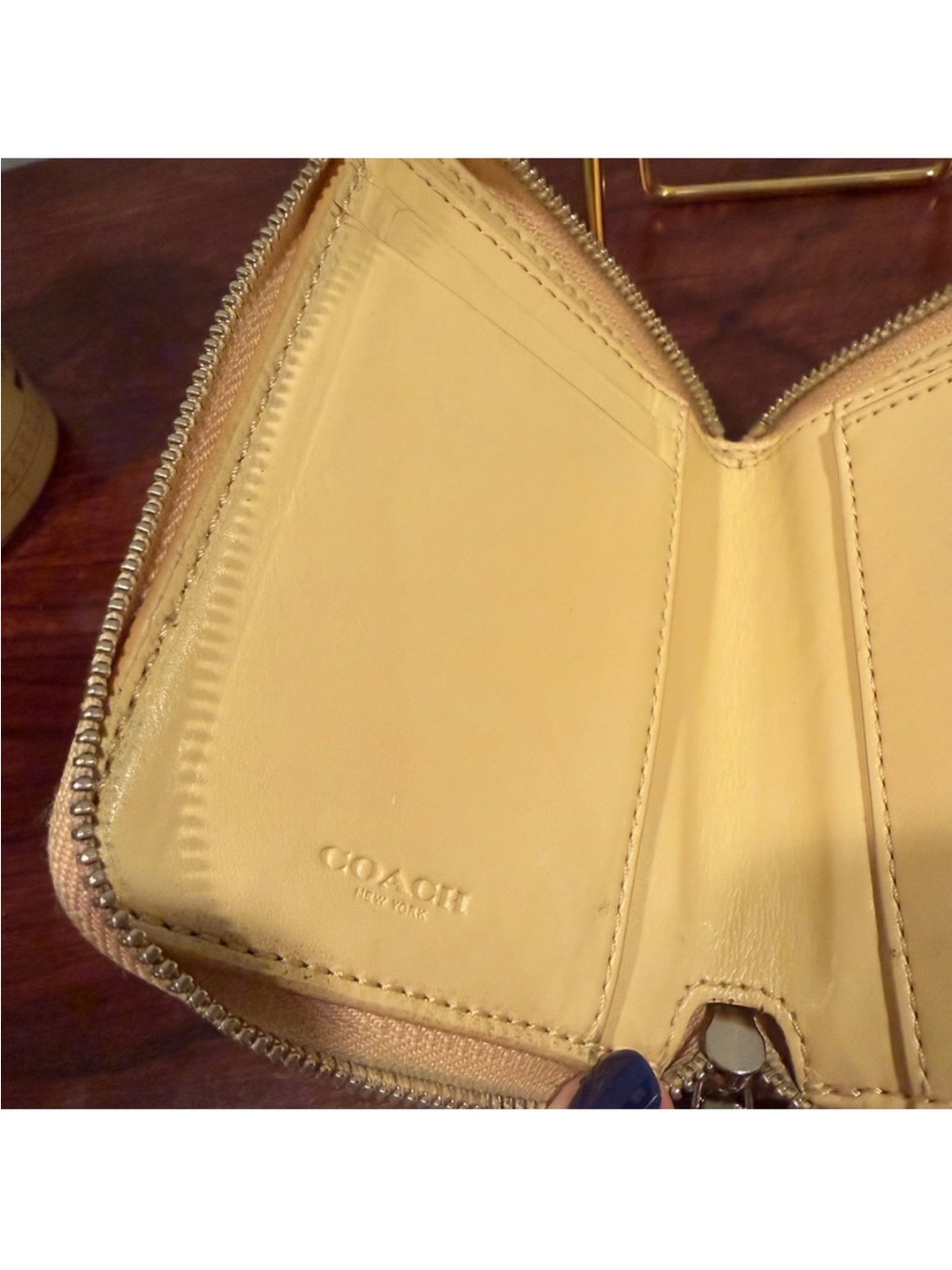 Coach Yellow Floral Patent Leather Zip Wallet - Picture 8 of 11
